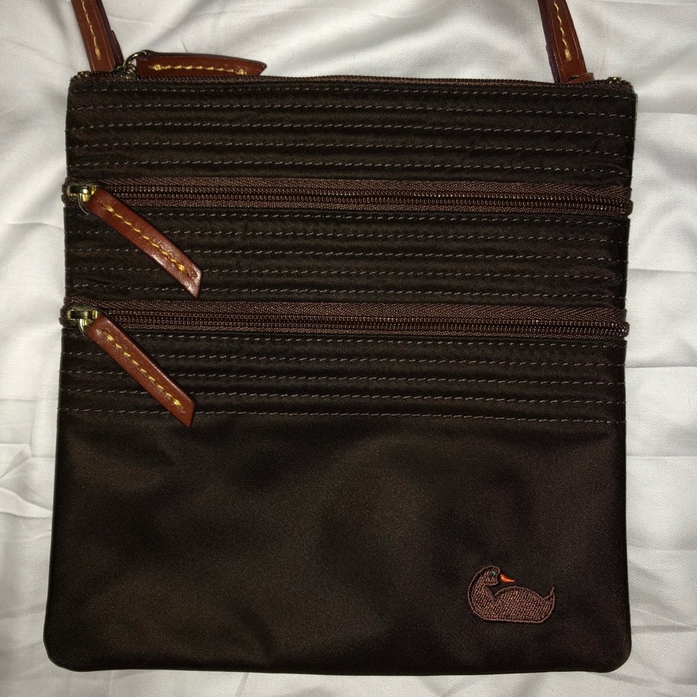 Dooney & Bourke Brown Nylon Triple Zip Crossbody